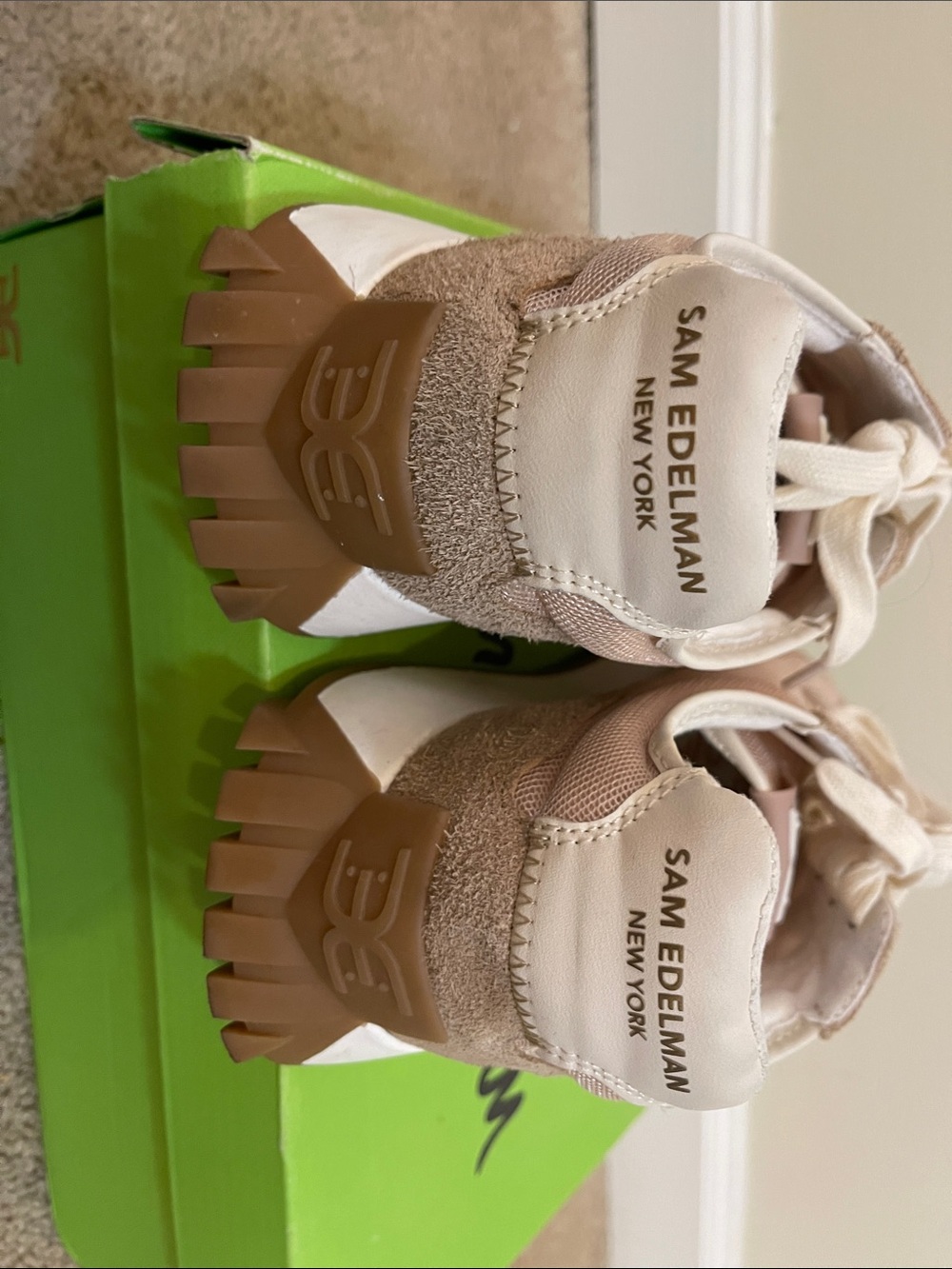Sam Edelman Beige & Taupe Suede Mesh Sneakers Langley3 size 9 - Picture 3 of 10